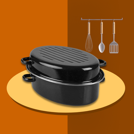 Home Basics Steel Roaster Pan with Lid